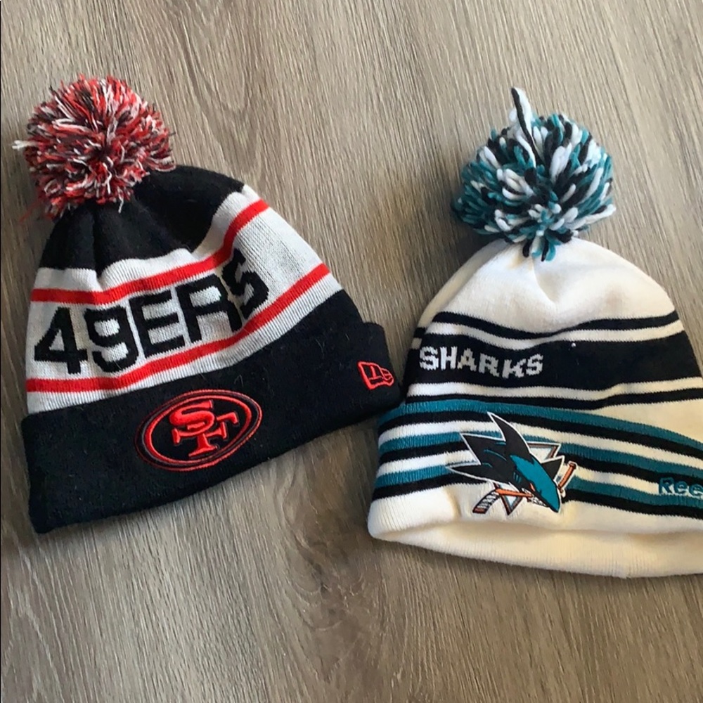 San Jose Sharks SF 49ers Pom Pom Beanies